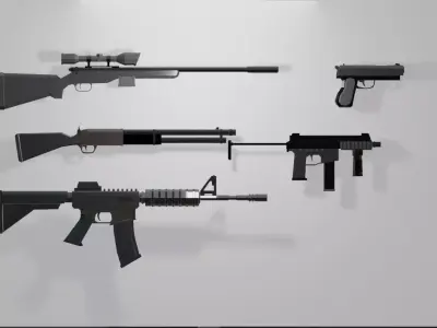 gun Modern Firearms Pack 5 Weapons Low-poly 3D model