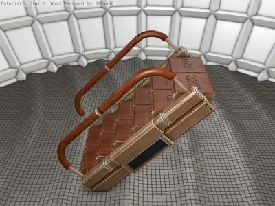 Wood Stairs - Construction Element 7 Low-poly 3D model