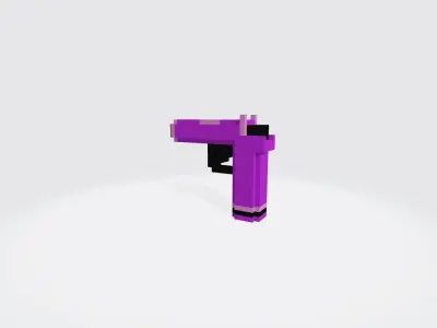 Voxel Pink Pistol Gun Low-poly 3D model
