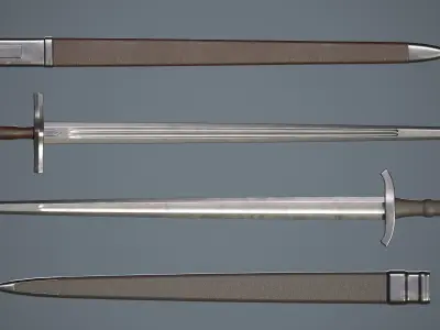 One-handed sword with scabbard Low-poly 3D model buy