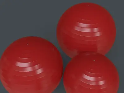 PBR Yoga Ball - Red Low-poly 3D model