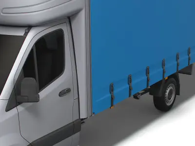 Freightliner Sprinter Luton Curtainsider Tail Lift 2023 3D model