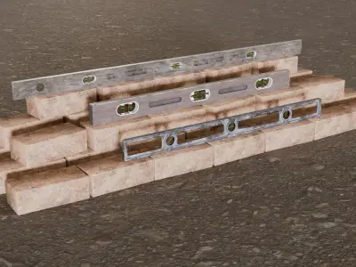 Spirit Level - 3 Set Low-poly 3D model