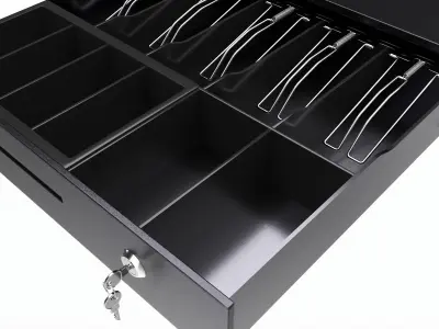 Cash Register Drawer for POS System open 3D model