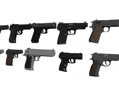 Weapon Pistols Pack Low-poly 3D model