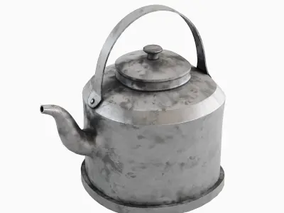 Used Iron Kettle 01 Low-poly 3D model