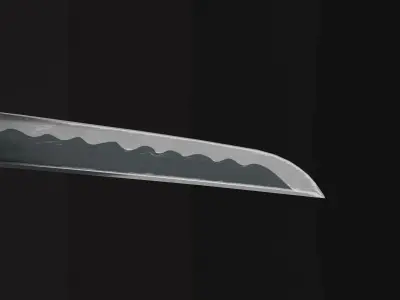 Red Wood Katana Low-poly 3D model