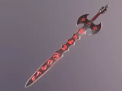Fantasy sword Game ready PBR Free low-poly 3D model Free low-poly 3D model