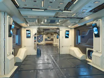 Sci-fi Interior Space Station Transit Zone PBR 3D model