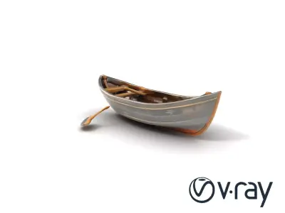 Weathered Rowboat with Oars model pack Low-poly 3D model