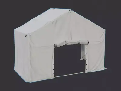 Military fob tent cap with green cloth Low-poly 3D model