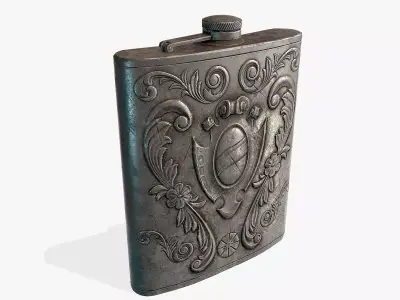 Antique Silver flask Low-poly 3D model