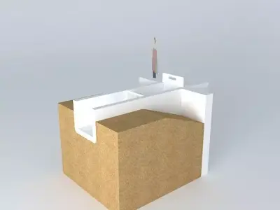 Turbine wooden box with pencil in it Free 3D model