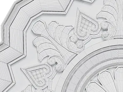 Rozet ornate brass ceiling medallion Low-poly 3D model