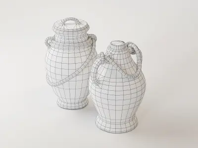 Antique clay pottery Low-poly 3D model