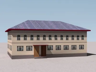Building Lowpoly school in desert Free low-poly 3D model