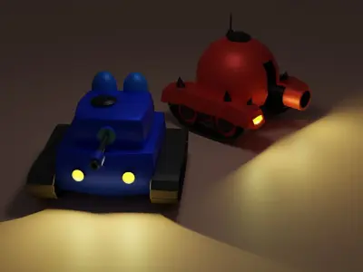 Low Poly Tank 3d Model two toy tanks Free 3D model