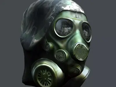 Gas mask helmet 3d model military combat Low-poly Low-poly 3D model 11