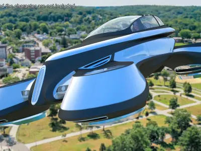 Hover Car Concept by Lazzarini Rigged 3D model