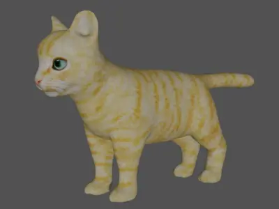 Kitten cat with eyes Low-poly 3D model