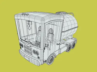Stylized Gasoline Truck Low-poly 3D model