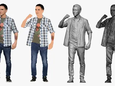 001256 guy in tshirt holding hand as a singer 3D model