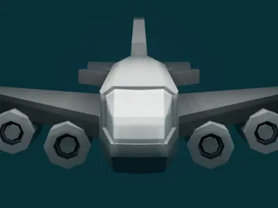 Low Mid Poly Game Ready Cartoon Style Plane Low-poly 3D model