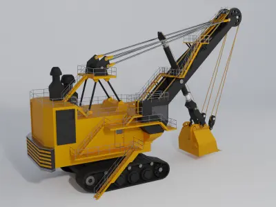 Rope Shovel Heavy Vehicle Low-poly 3D model
