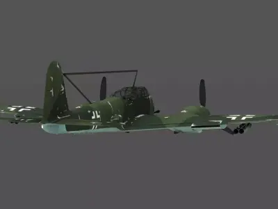  Messerschmitt Me 410 A-1 Hornisse 3D Model German Heavy Fighter Low-poly 3D model