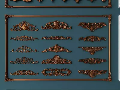 Classical Architectural Ornament  Column Collection Low-poly 3D model