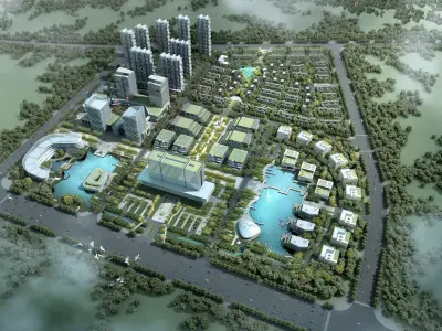 3Dmax fashion city commercial square building 224 3D model