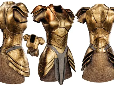 Women Medieval Armor Low-poly 3D model