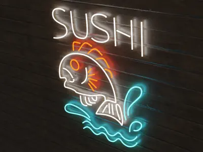Neon Sushi Logo 3D model