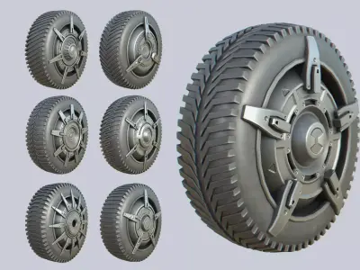 Scifi wheel collection 3D Model Pack