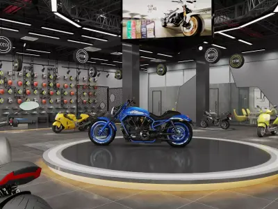 Motorcycle Showroom Display Platform Scene Low-poly 3D model