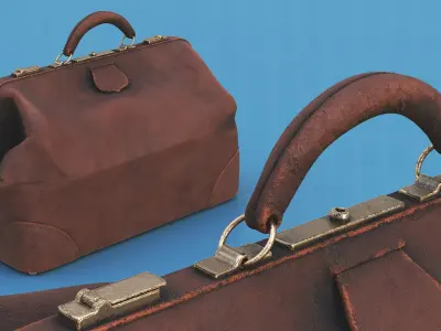 Shabby Leather Bag Brown 3D model