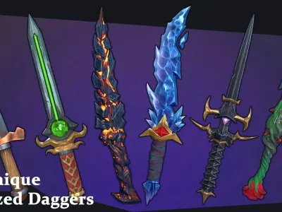 Stylized Daggers Low-poly 3D model