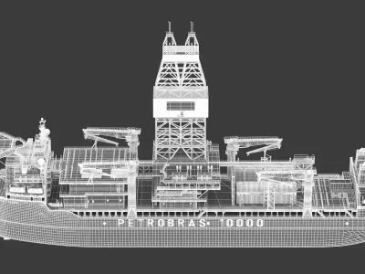Petrobras 10000 Drillship Offshore Oil Rig Vessel 3D model
