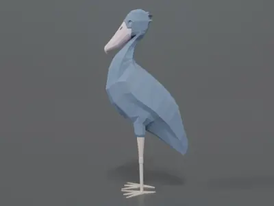 Low Poly Cartoon Shoebill Stork Low-poly 3D model