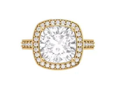 Cushion Solitaire Engagement Ring 3D print model get