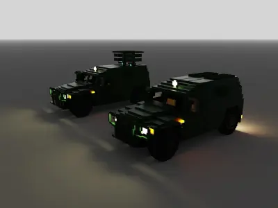 voxel military SUV 3D model