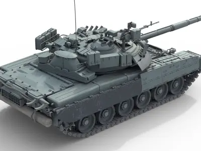 T 80U Main Battle Tank Low-poly 3D model