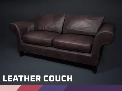 Leather couch  Low-poly 3D model