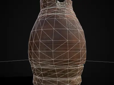 Cracked Clay Jug Low-poly 3D model