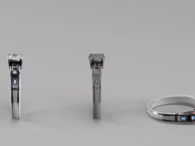 S00035 Sci-Fi Engagement Ring 3D print model
