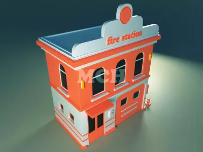 Fire Station Low-poly 3D model purchase