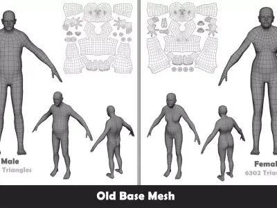 Base Mesh Pack - Family Base Mesh Low-poly 3D model