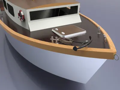 river ship or boat equipped with a full complement 3D model
