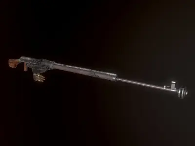 PTRS-41 ussr ww2 anti-tank rifle pbr Low-poly 3D model