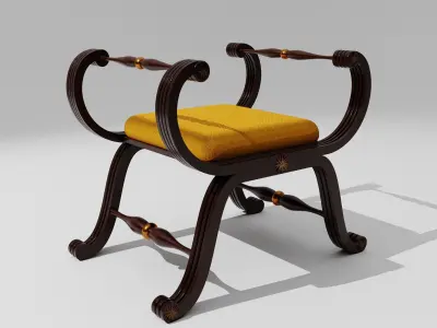 Antique Wooden Seating Sofa 3D model